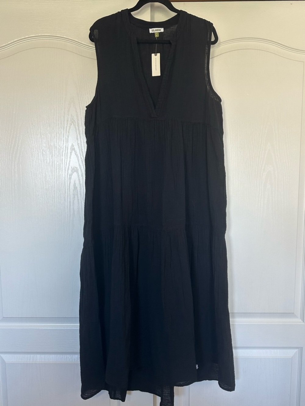 Anthropologie Black Sleeveless V-Neck Maxi Dress